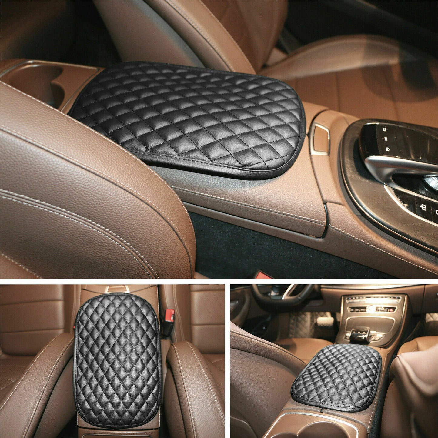 Funda de cojín Universal para reposabrazos de consola central de coche, Protector de almohadilla de cuero PU