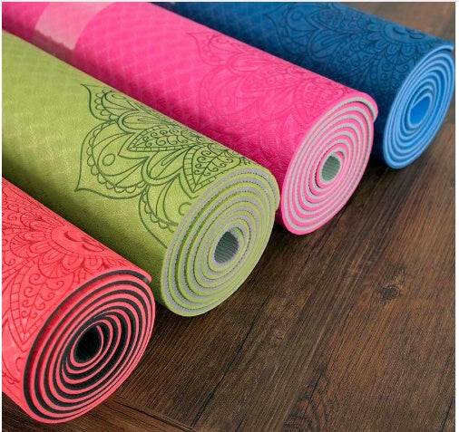 Tapis de yoga antidérapant TPE bicolore, tapis de fitness