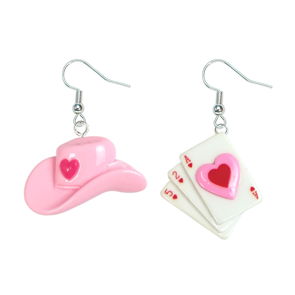 Fashion Love Poker Hat Eardrops
