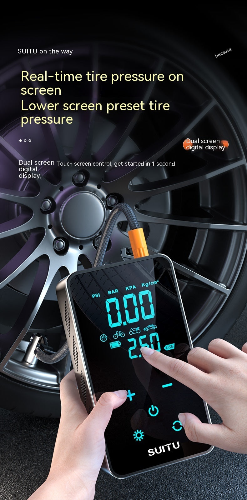 Pression des pneus portable sans fil pour voiture