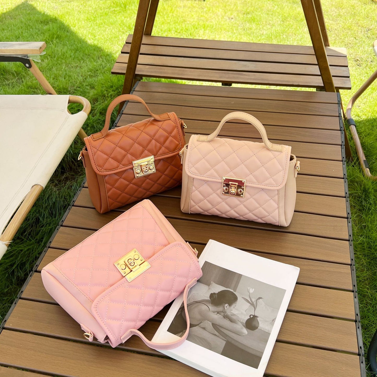 Sac à bandoulière en losange pour femmes, sac à main tendance en PU