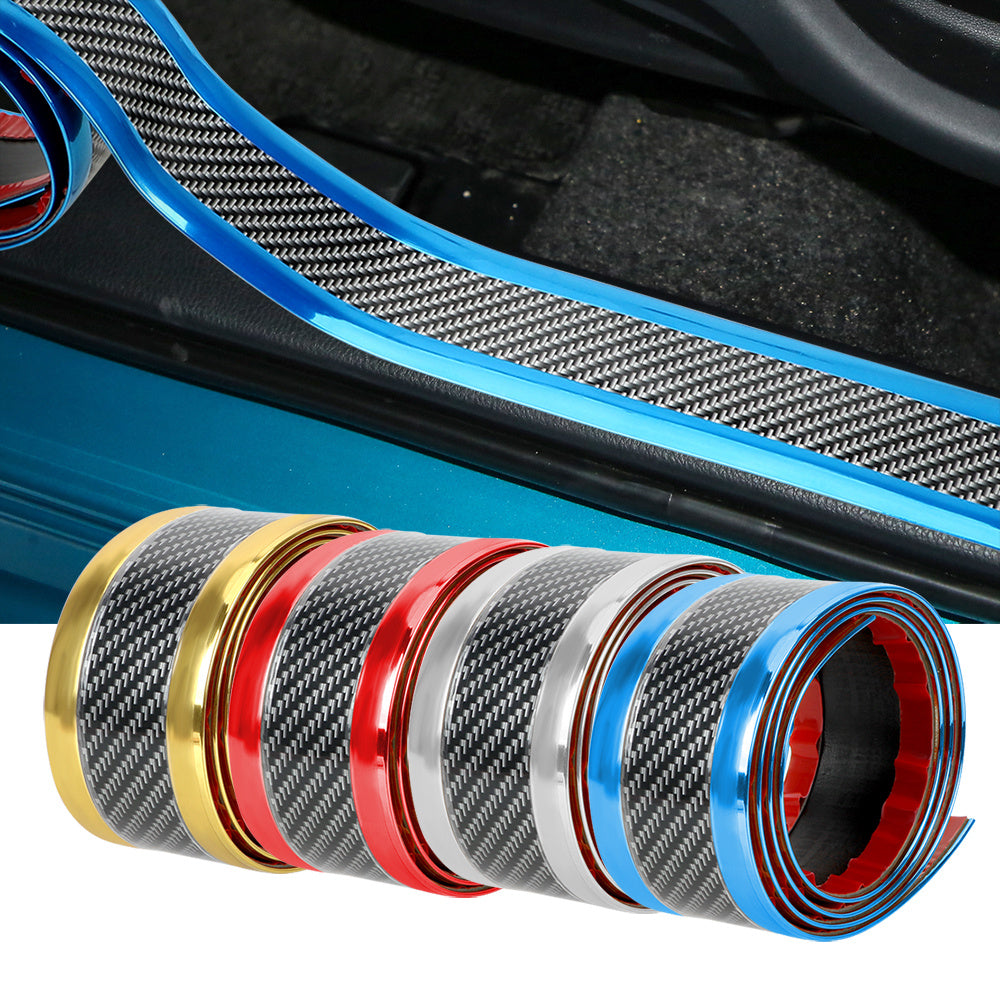 Autocollant de protection décoratif de seuil de porte de modèle de fibre de carbone de voiture