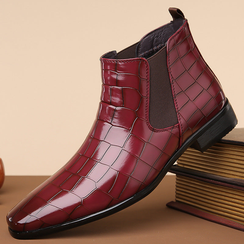 Bottines Chelsea pour hommes, chaussures montantes en cuir brillant, 48