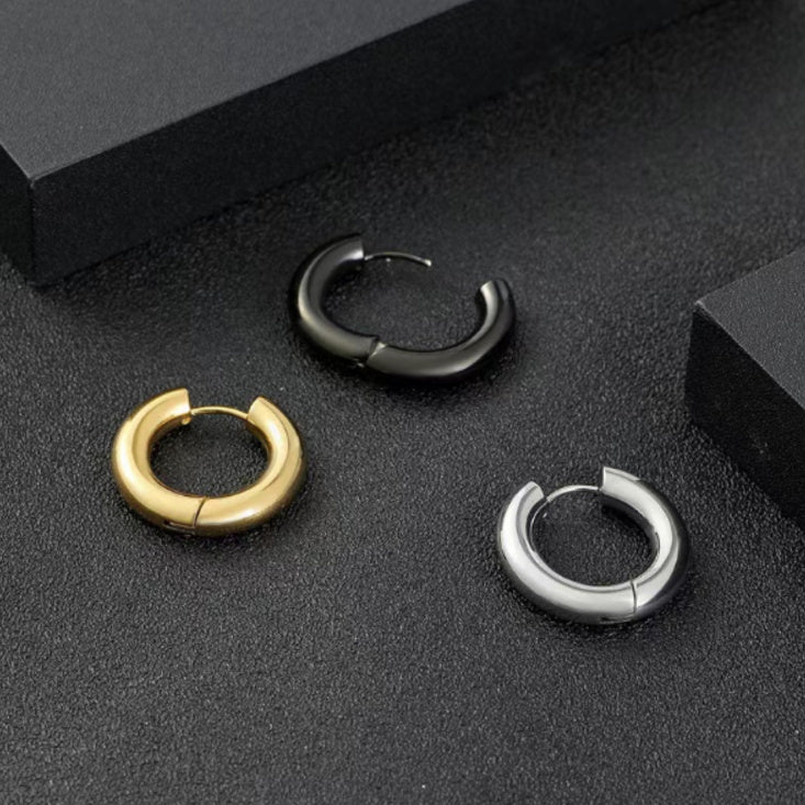 Clip d'oreille élégant rond N en acier inoxydable, Simple unisexe