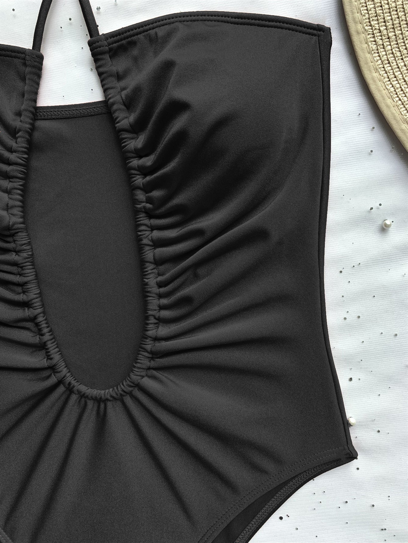 Traje de baño de una pieza Bikini de color sólido Correa para mujer