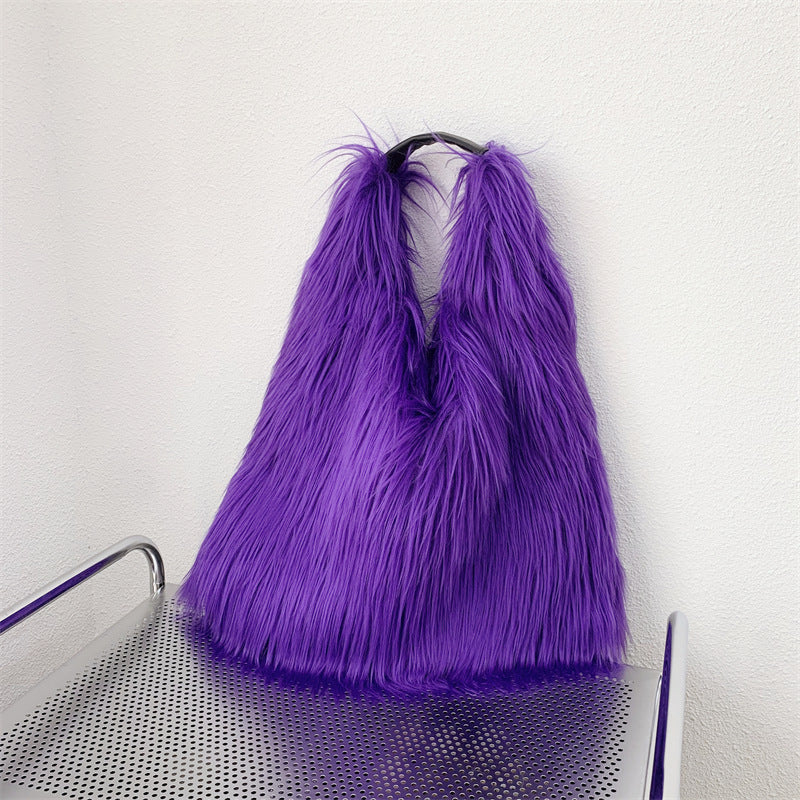 Sac fourre-tout en peluche à une épaule en laine d'eau