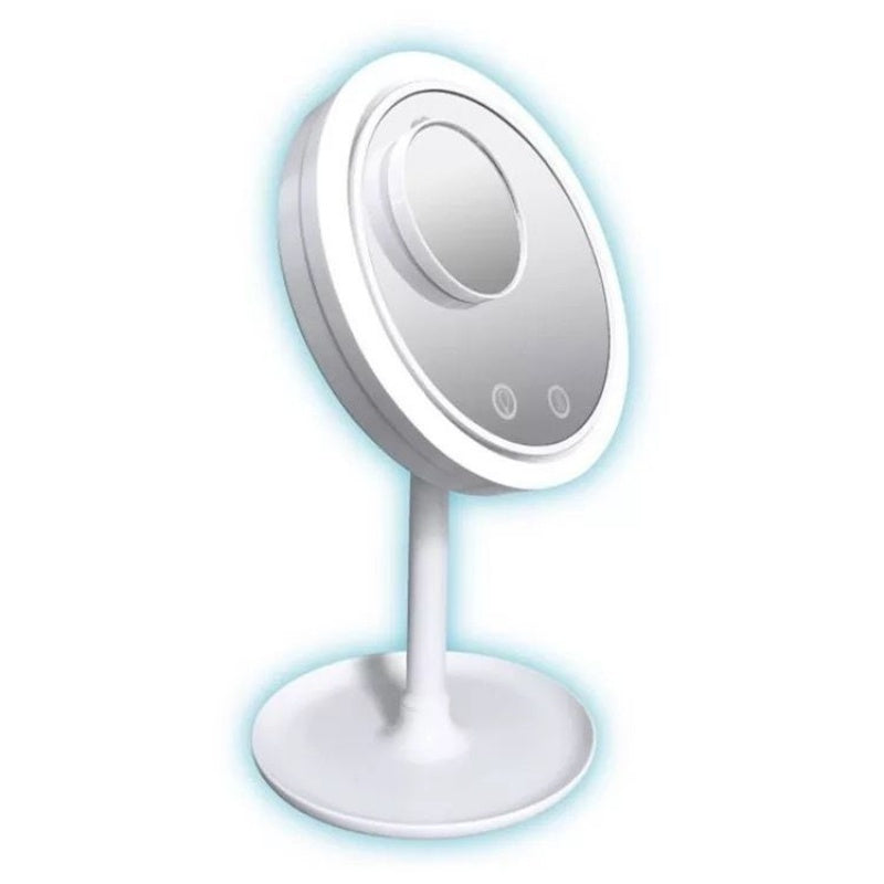 Espejo de maquillaje con luz LED y ventilador