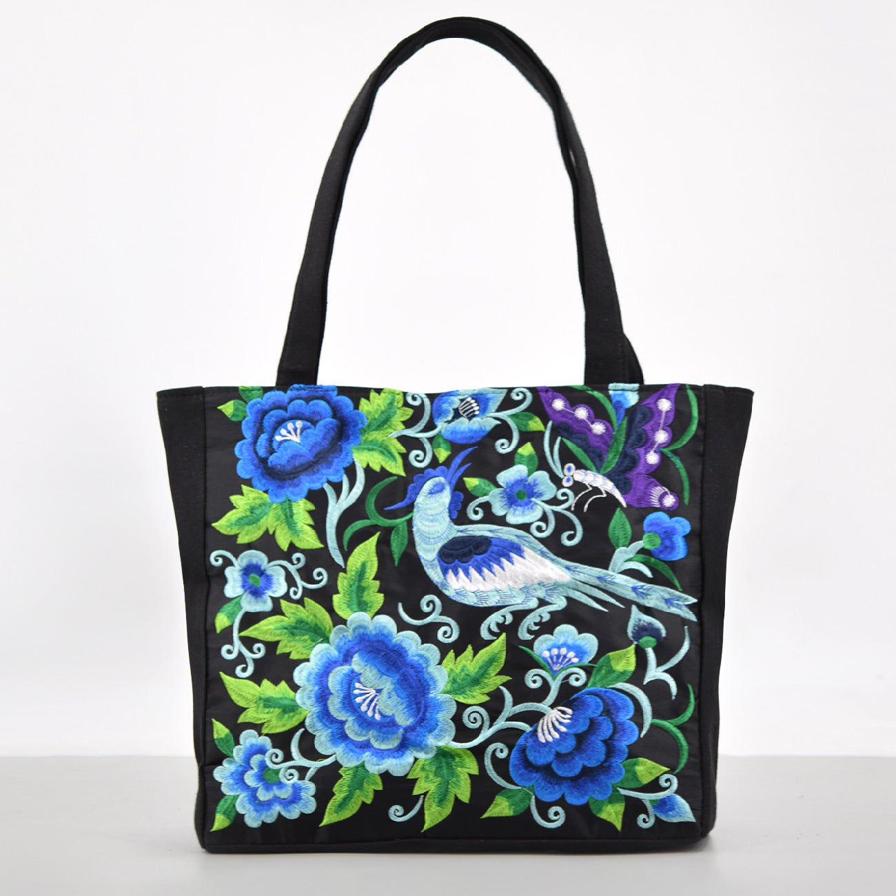 Sac à bandoulière brodé de style ethnique, sac de courses portable de grande capacité