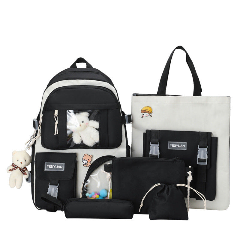 Conjunto de mochila informal ligera para mujer estilo universitario estilo coreano