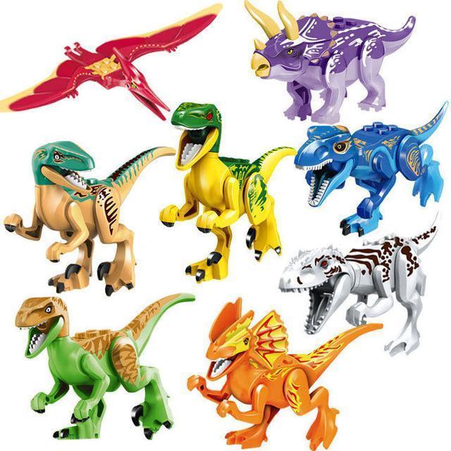 Bloques de construcción de dinosaurios coloridos jurásicos, rompecabezas para niños, montaje e inserción de juguetes para niños