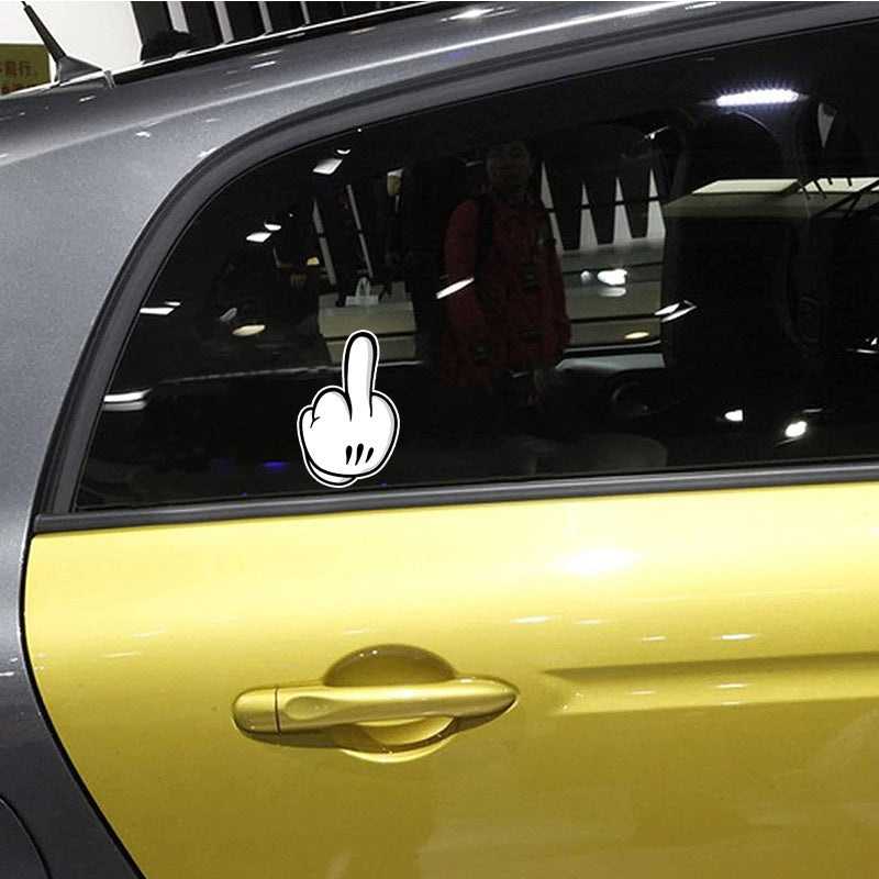 Dedo medio coche impermeable pegatina ventana vidrio parachoques ventana pegatina flor