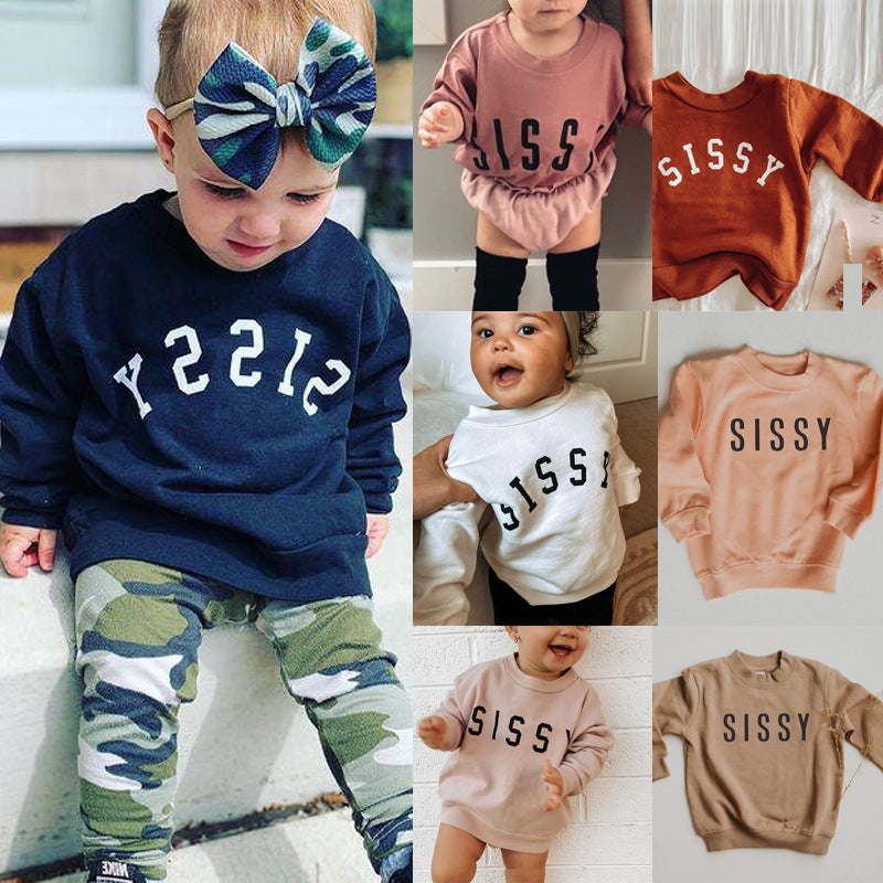 Pull-over décontracté avec lettres imprimées pour enfants, sweat-shirt pour enfants