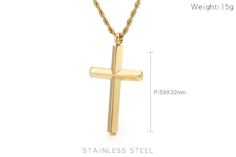 Pendentif croix galvanisé, collier créatif en acier titane et fleurs de chanvre, chaîne