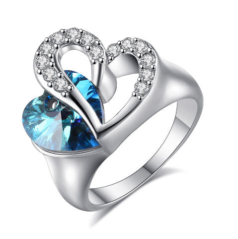 Bague cœur d'océan en cristal saphir Titanic