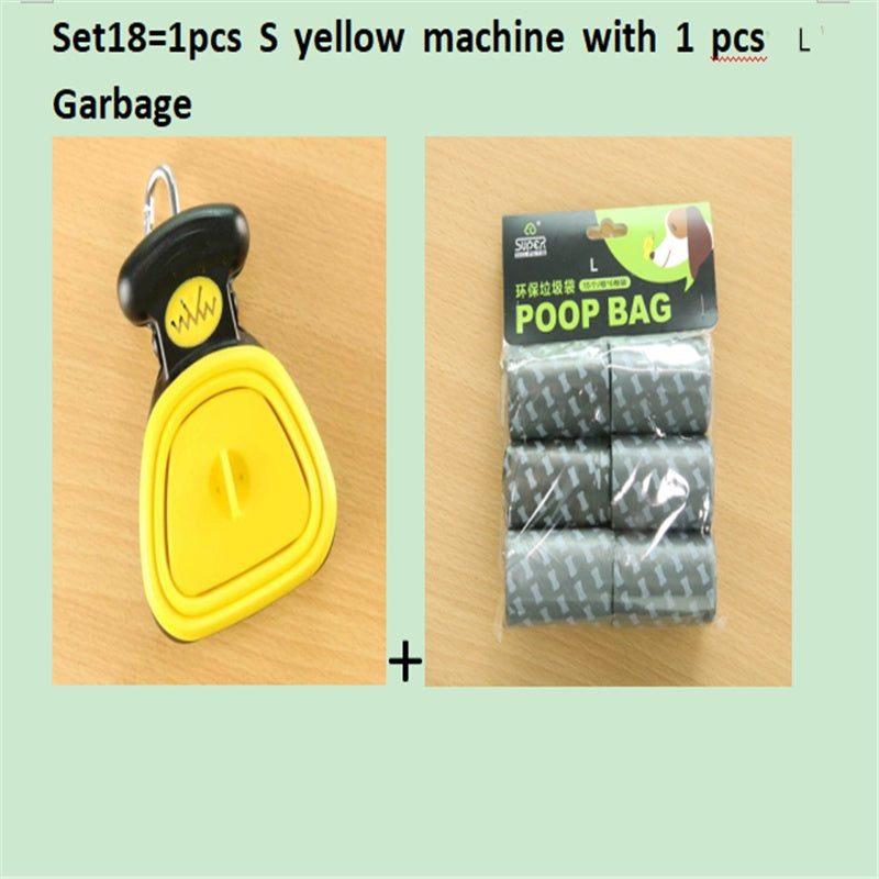 Scooper de merde pliable de voyage pour animaux de compagnie de chien avec 1 rouleau de sacs décomposables cuillère de merde propre ramasser les excréments nettoyant Epacket expédition