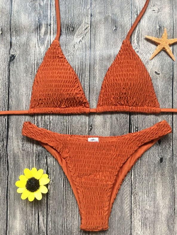 Maillot de bain sexy bikini triangle plissé