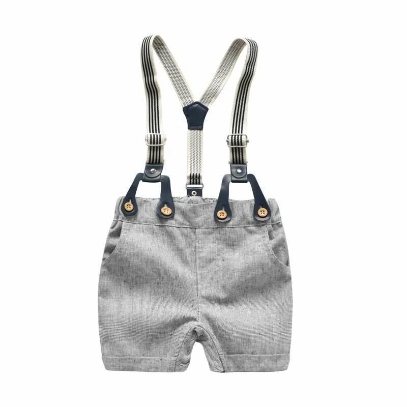 Vêtements pour bébé, pantalon à bretelles, costume à manches courtes, en coton, vêtements d'extérieur pour hommes, tendance
