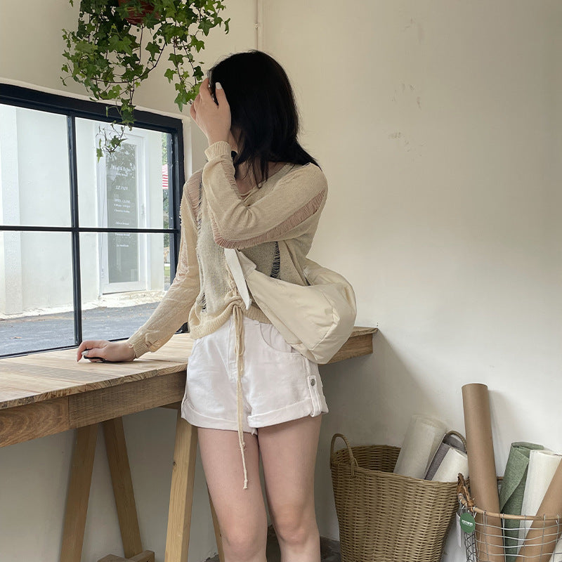 Bolso de hombro sencillo informal de algodón con plumón de bola de masa de gran capacidad