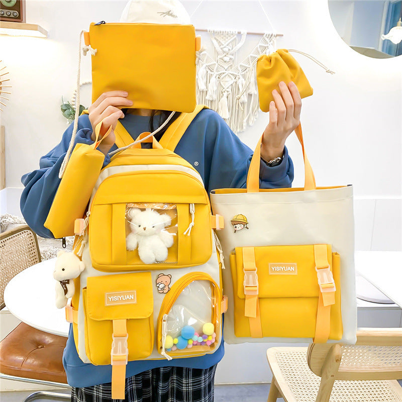 Conjunto de mochila informal ligera para mujer estilo universitario estilo coreano