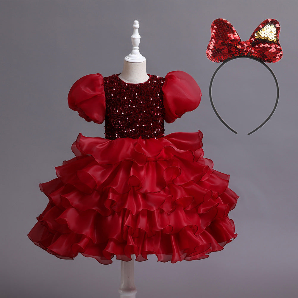 Vestido de fiesta de princesa de cumpleaños con tutú para niños