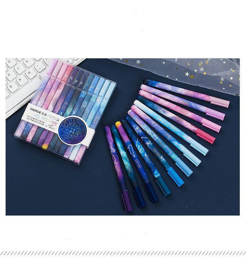 Stylo à douze constellations, stylo à étoile brillante, stylo à bille du zodiaque