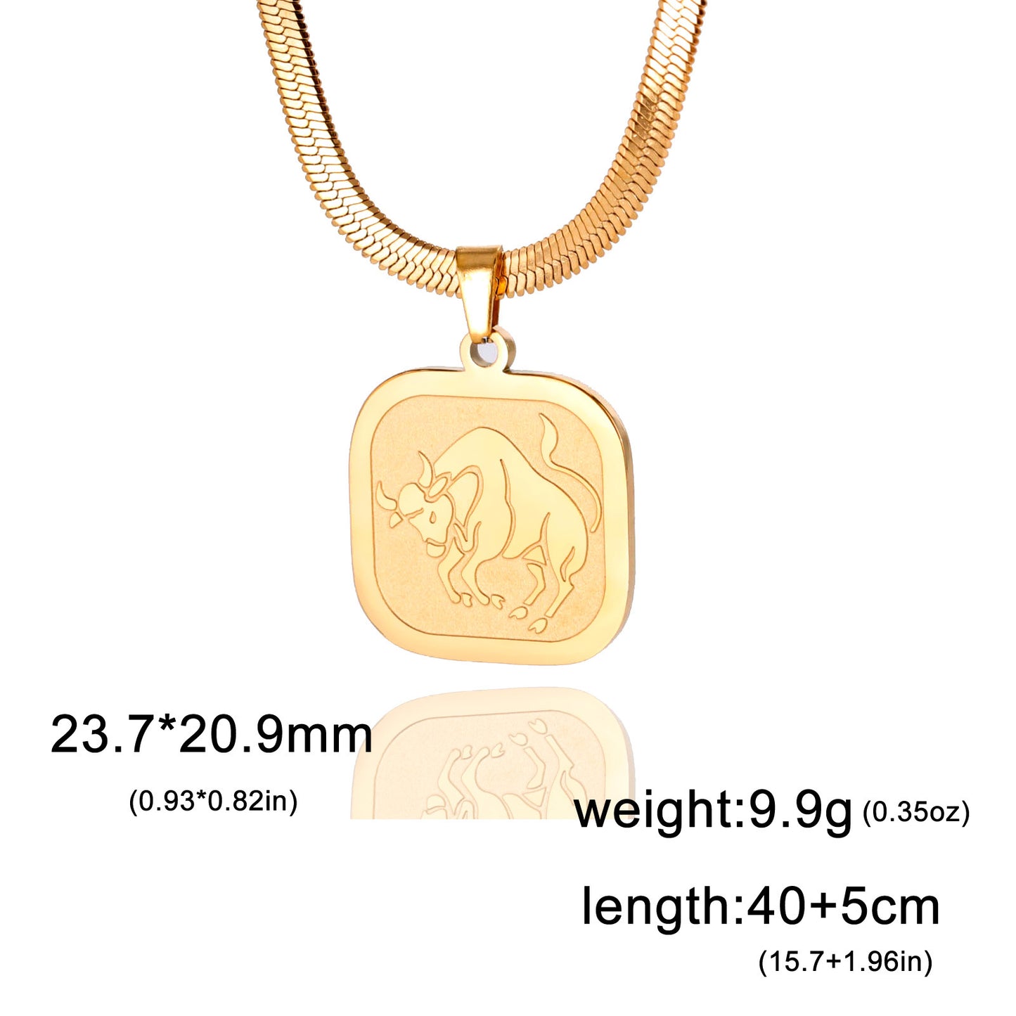 All-match Twelve Constellation Small Square Brand Stainless Steel Necklace