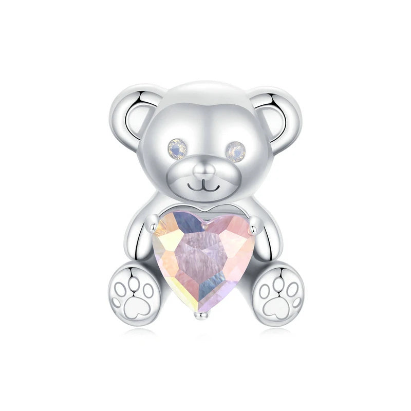 Ours mignon pour la saint-valentin, perles d'amour en argent Sterling S925, perles éparpillées à faire soi-même, accessoires pour petite amie