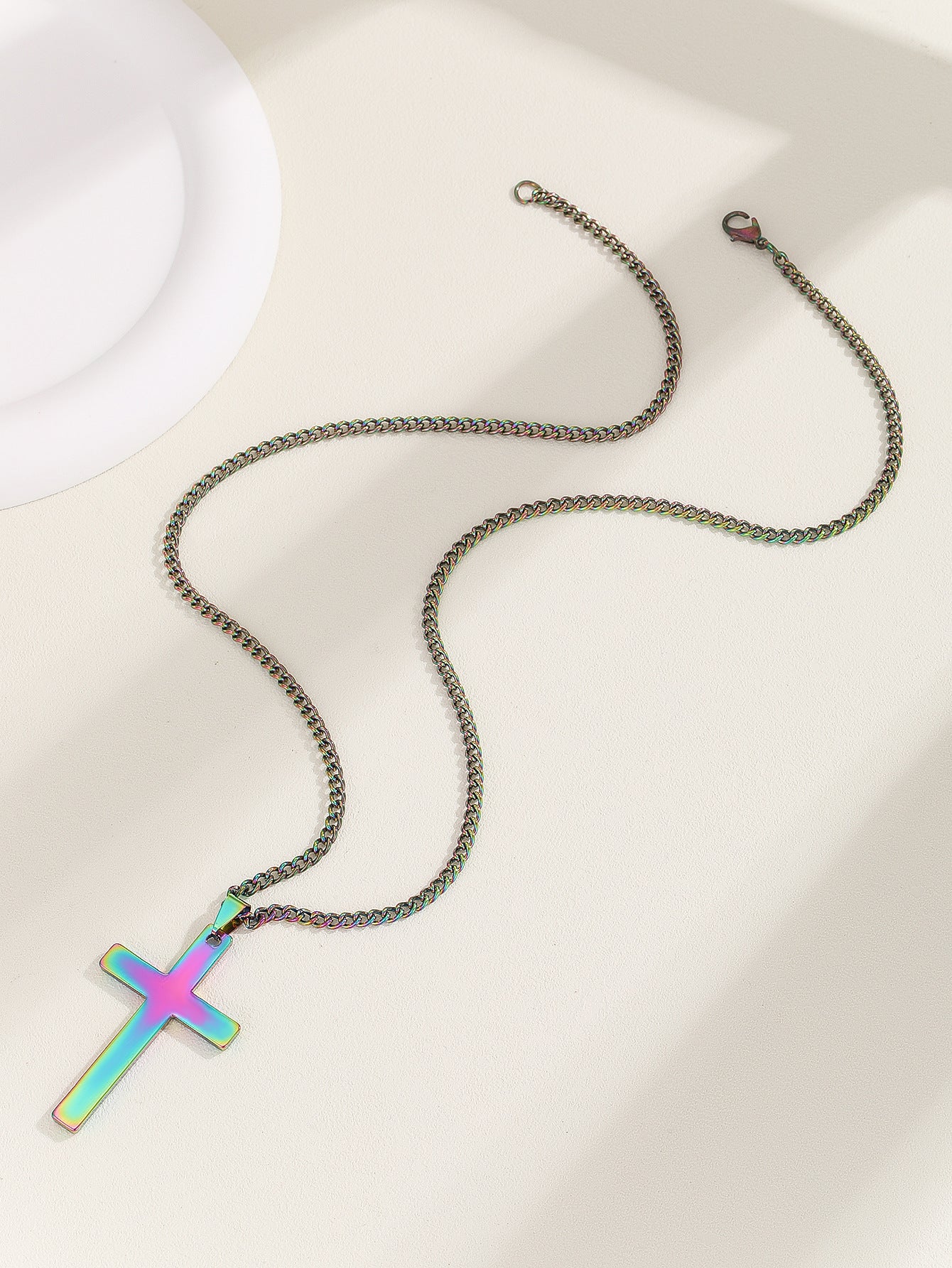 Collier pour hommes à étagère croisée en acier inoxydable