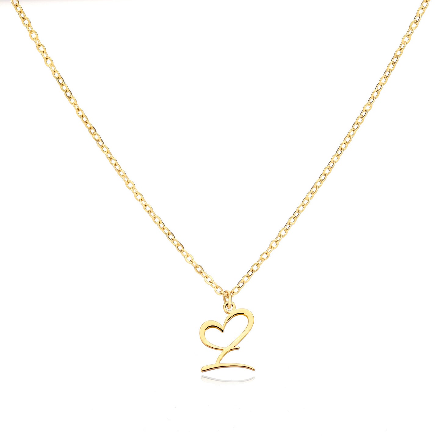 Collier créatif en acier inoxydable avec pendentif lettre cœur Simple pour femmes
