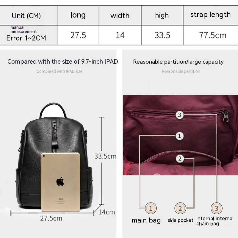 Sac à dos de mode de style coréen de grande capacité de banlieue de peau de vache de première couche