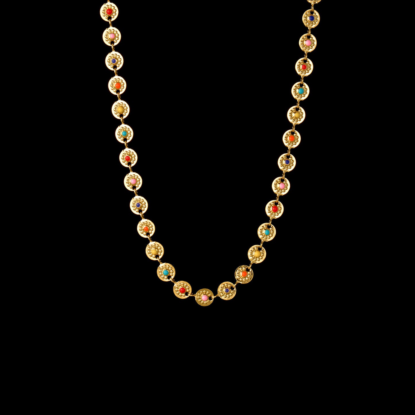 Collar de cadena con costura de tarjeta redonda, corazón de aceite Fengcai Simple, Partysu japonés y coreano