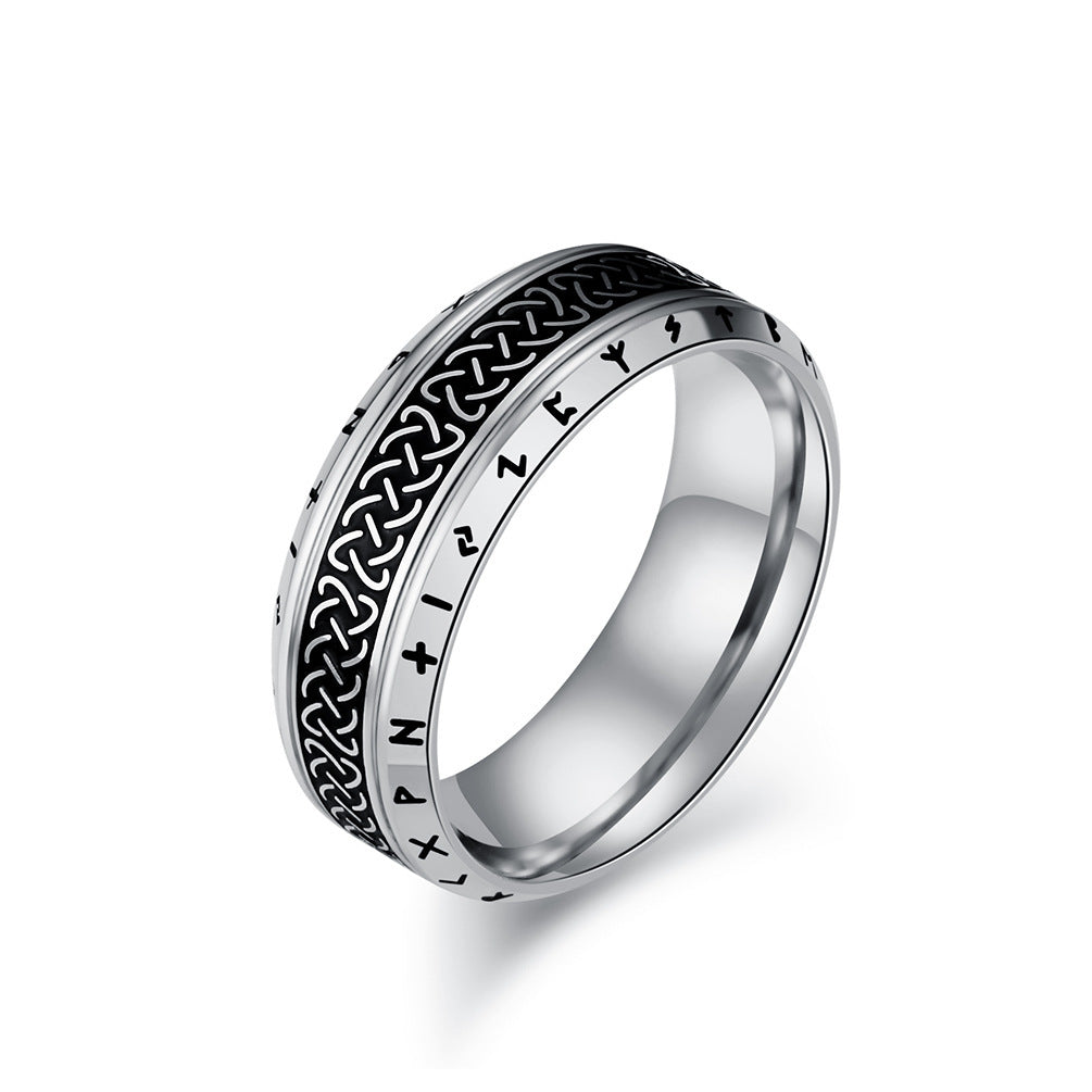Bague en acier titane texte Viking