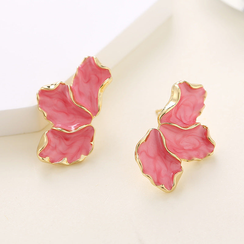 Boucles d'oreilles femelles en forme de feuille d'érable, goutte à goutte, fleur d'huile