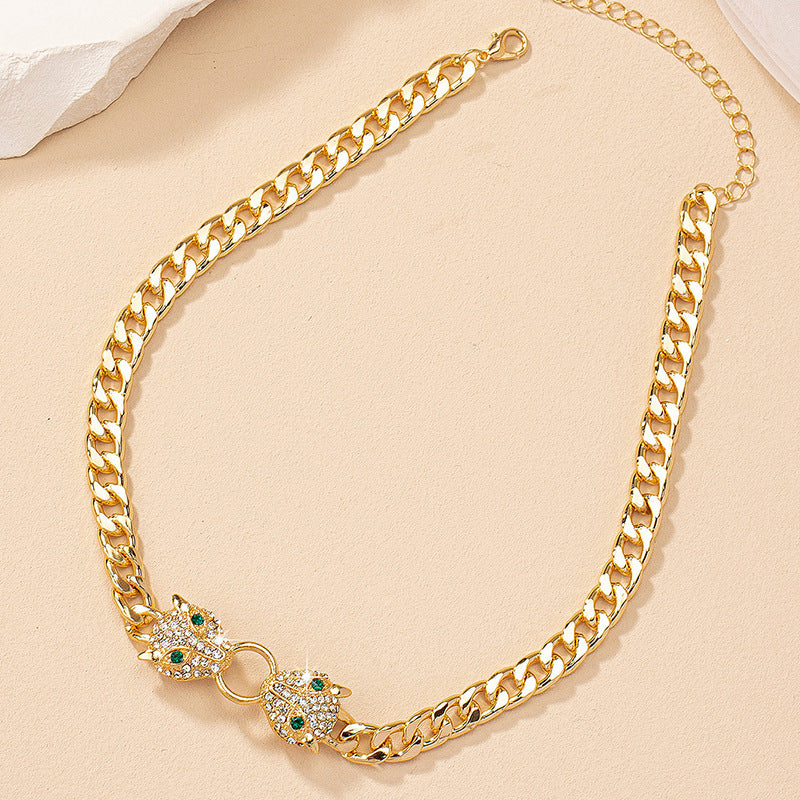 Simple Style Round Lion Head Enamel Glaze Pendant Silver Necklace