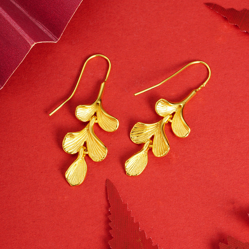 Women's Copper Apricot Leaf Eardrops