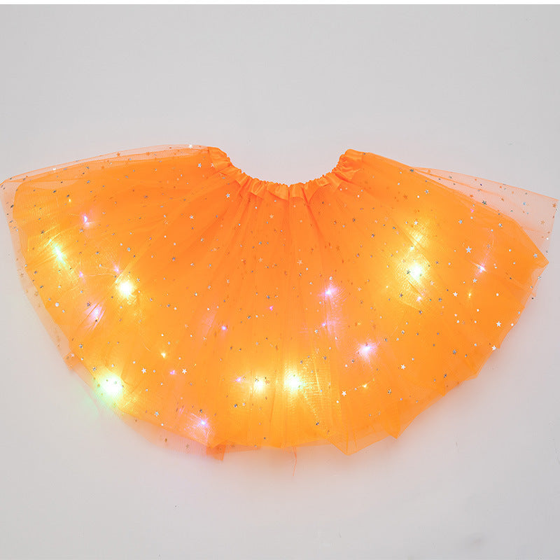 Falda tutú de Halloween de princesa LED mágica y luminosa, falda brillante con lentejuelas