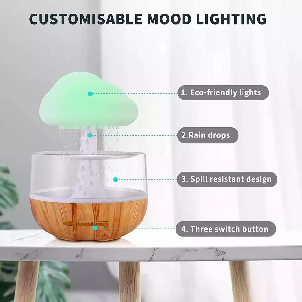 Venta al por mayor, lámpara de seta con Aroma de nube de lluvia, difusor de aceite esencial de aromaterapia, Micro humidificador, luz nocturna de nube de lluvia