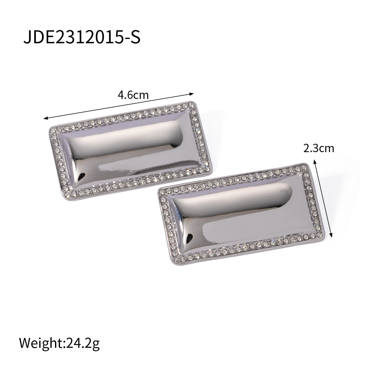 Boucles d'oreilles rectangulaires brillantes incrustées de diamants en acier inoxydable, ornement de personnalité