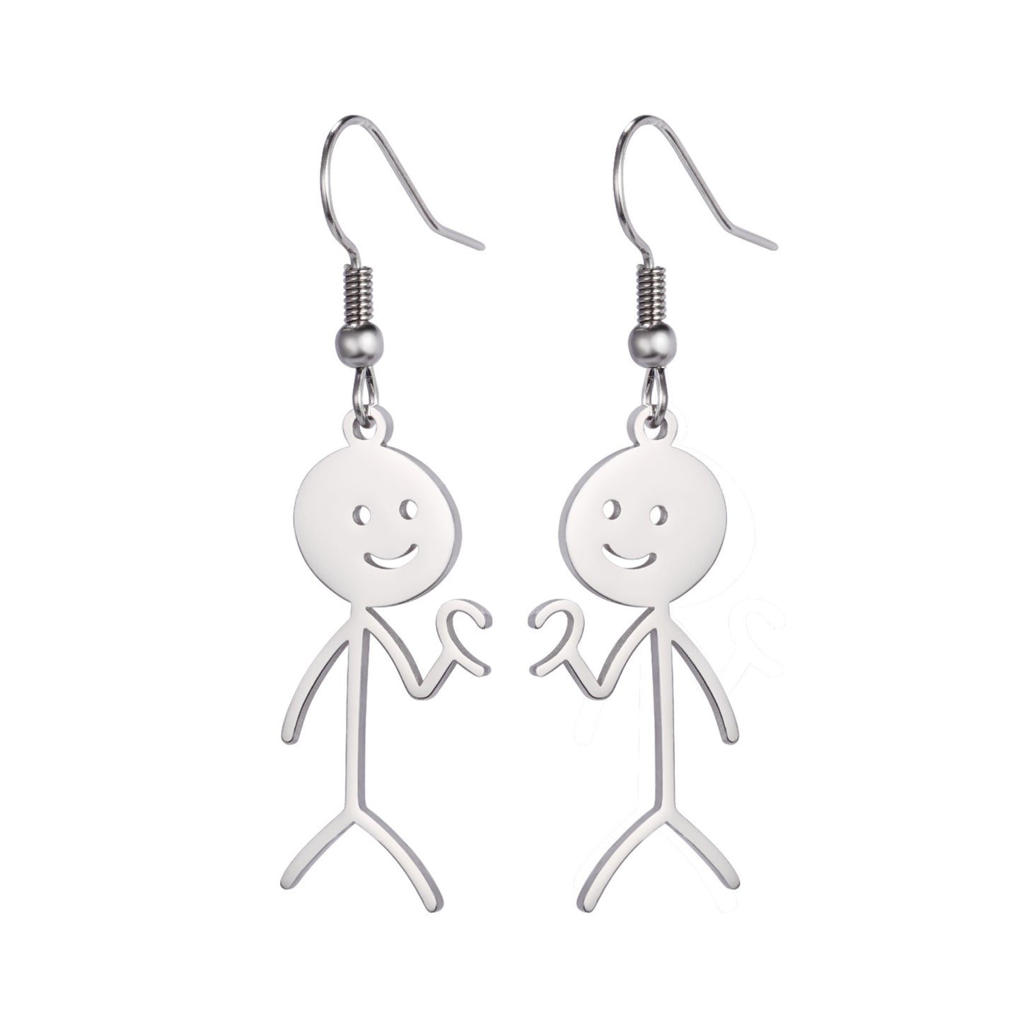 Titanium Steel Cut Hollowed Cartoon Single Side Bixin Villain Pendant Stainless Steel Earrings