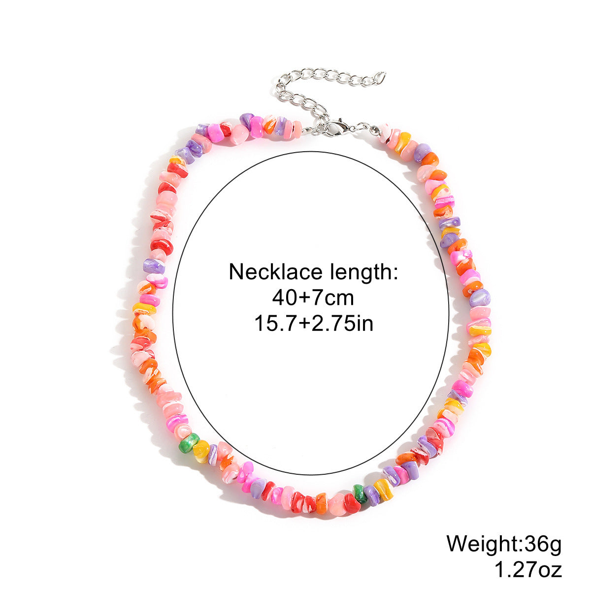 Collier bohème en pierre concassée colorée