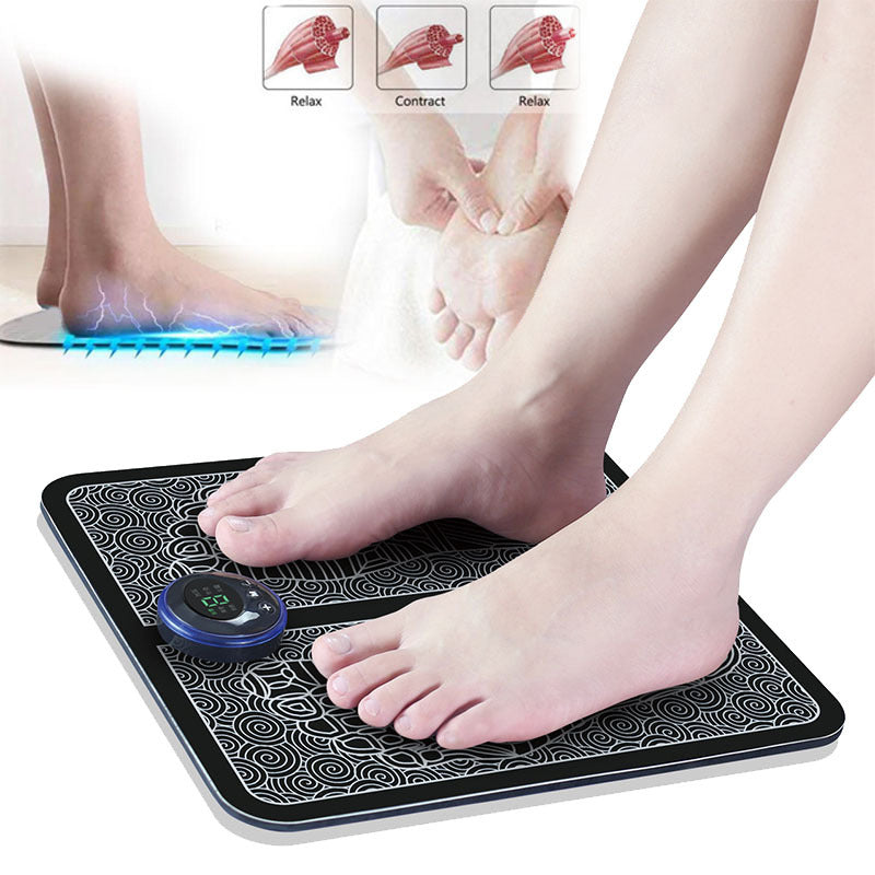 Almohadilla masajeadora eléctrica EMS para pies, Estimulador muscular para pies, estera de masaje para pies remodeladora de piernas, alivia el dolor, cuidado de la salud
