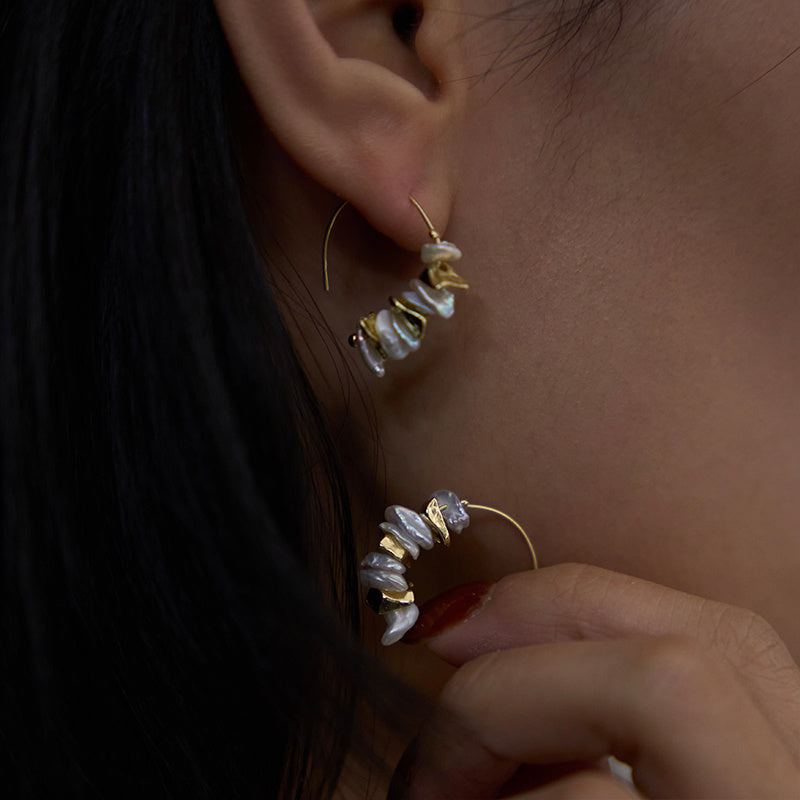 Boucles d'oreilles en perles baroques naturelles vintage