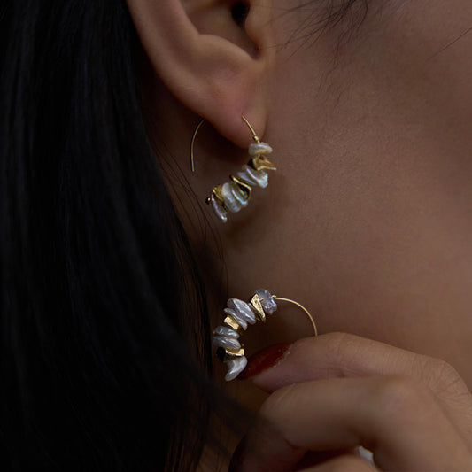 Boucles d'oreilles en perles baroques naturelles vintage