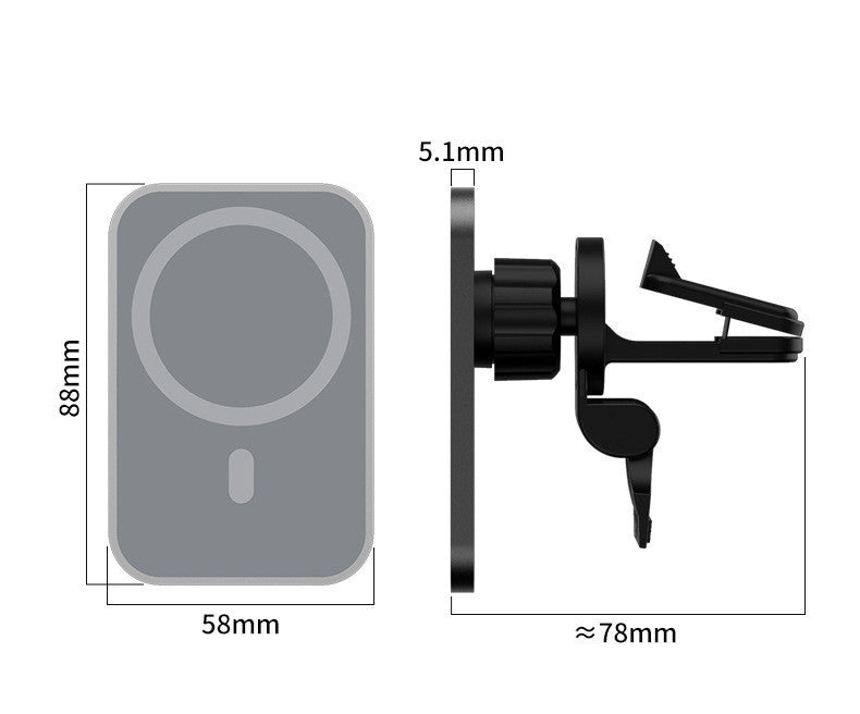 Cargador inalámbrico magnético para coche, salida de aire de carga rápida de 15W