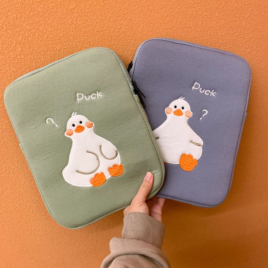 Étui pour tablette de conception de niche avec broderie de canard mignon de dessin animé