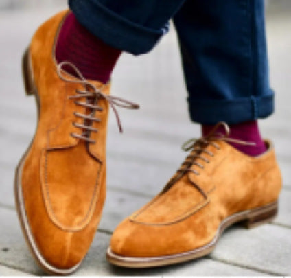 Zapatos de ante de negocios para hombre con cordones estilo británico