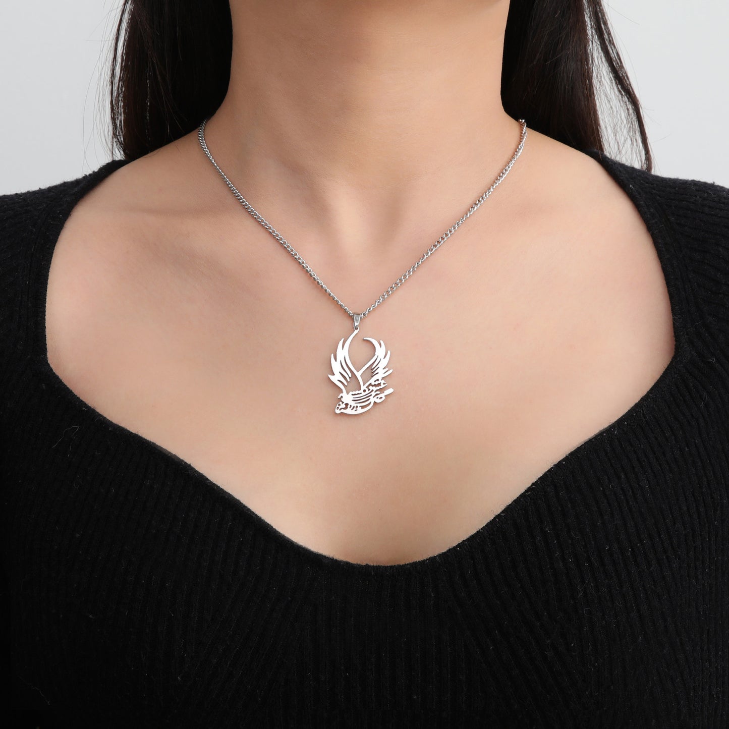 Phoenix Pendant Necklace Women's Men's Hip Hop Stainless Steel