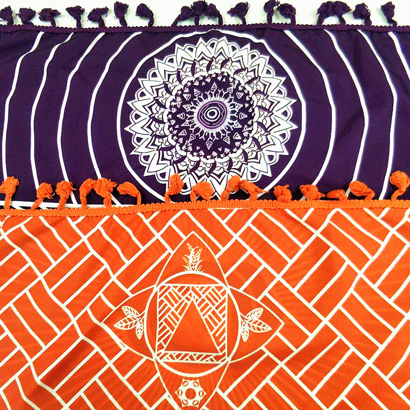 Tapis de yoga de plage avec couverture mandala Bohême Inde 