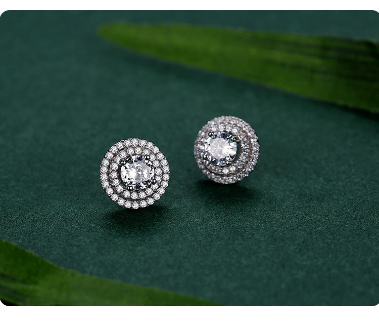 Boucles d'oreilles rondes élégantes en argent sterling S925 pour femmes