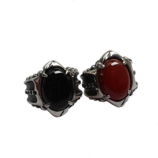 Bague pour hommes Punk Goth Vintage avec pierres précieuses en titane et acier moulé